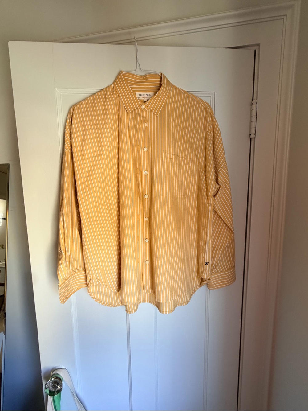 Alex Mill Jo Shirt Striped Button Down Mustard Yellow White Size M NWOT - Picture 2 of 3